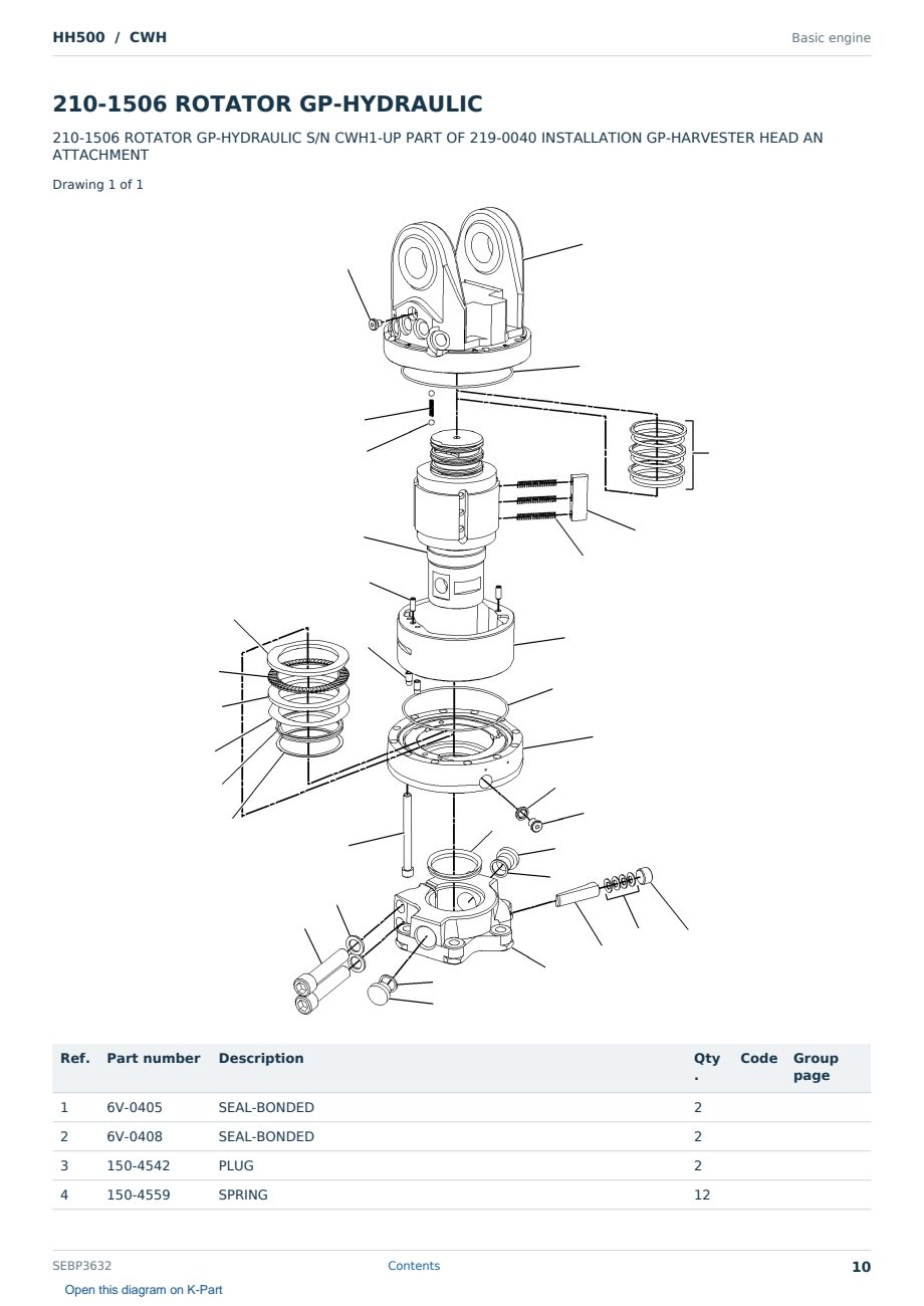Caterpillar HH500 S/N CWH Partsbook SEBP3632 (English) - sample page 10 of 10 Caterpillar HH500 S/N CWH Partsbook SEBP3632 (English) - sample page 10 of 10
