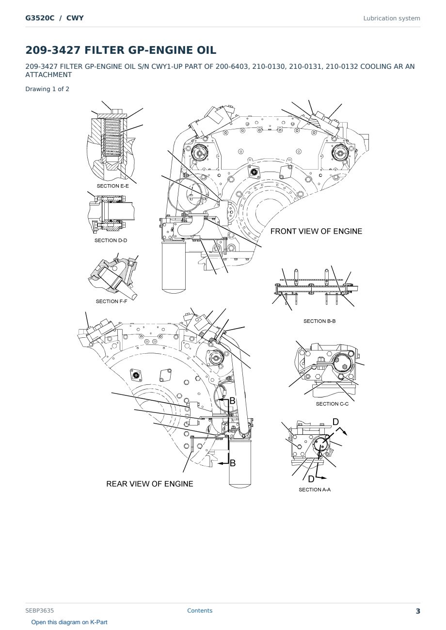 Caterpillar G3520C S/N CWY Partsbook SEBP3635 (English) - sample page 3 of 10 Caterpillar G3520C S/N CWY Partsbook SEBP3635 (English) - sample page 3 of 10