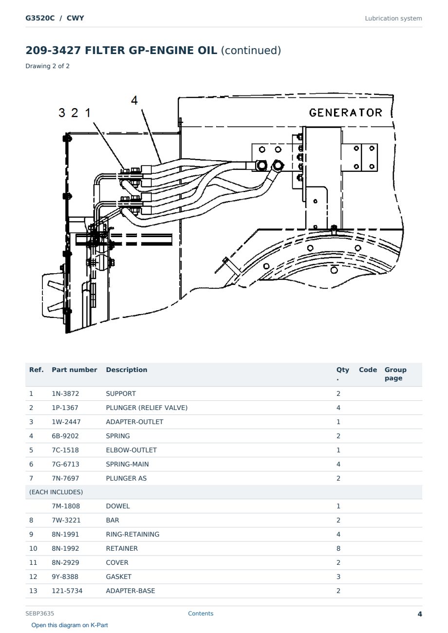 Caterpillar G3520C S/N CWY Partsbook SEBP3635 (English) - sample page 4 of 10 Caterpillar G3520C S/N CWY Partsbook SEBP3635 (English) - sample page 4 of 10