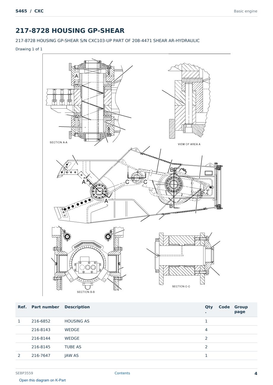 Caterpillar S465 S/N CXC Partsbook SEBP3559 (English) - sample page 4 of 10 Caterpillar S465 S/N CXC Partsbook SEBP3559 (English) - sample page 4 of 10