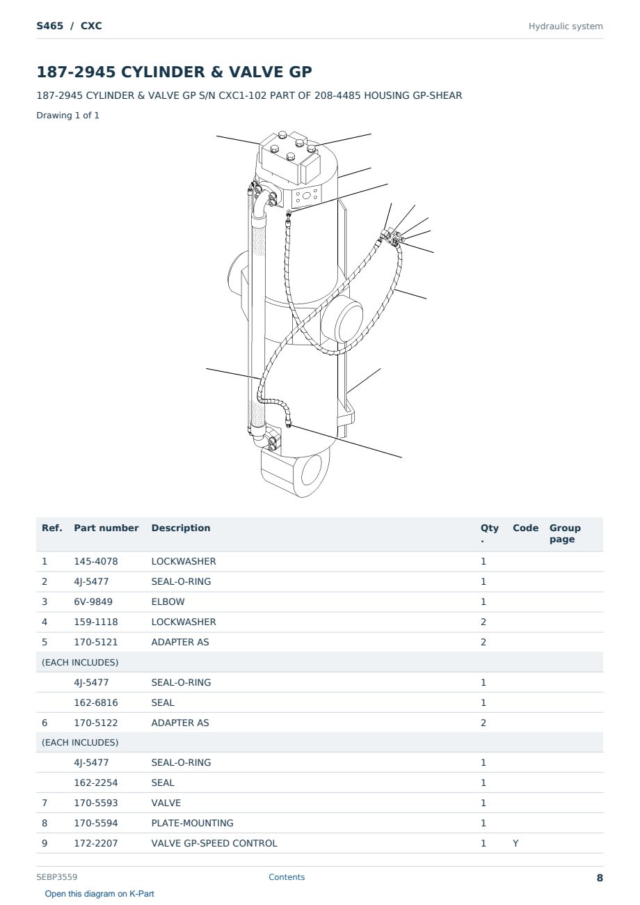 Caterpillar S465 S/N CXC Partsbook SEBP3559 (English) - sample page 8 of 10 Caterpillar S465 S/N CXC Partsbook SEBP3559 (English) - sample page 8 of 10
