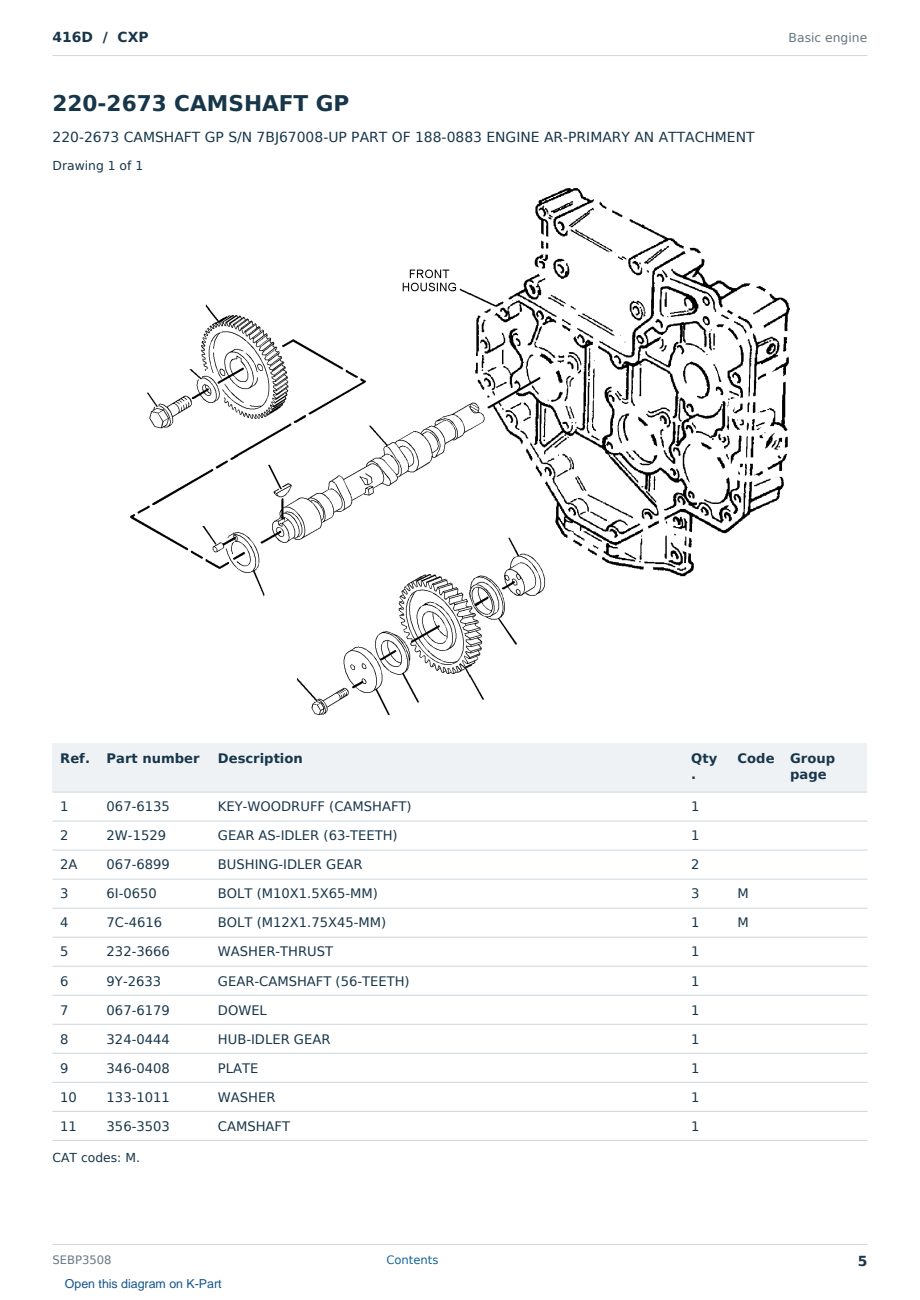 Caterpillar 416D S/N CXP Partsbook SEBP3508 (English) - sample page 5 of 10 Caterpillar 416D S/N CXP Partsbook SEBP3508 (English) - sample page 5 of 10