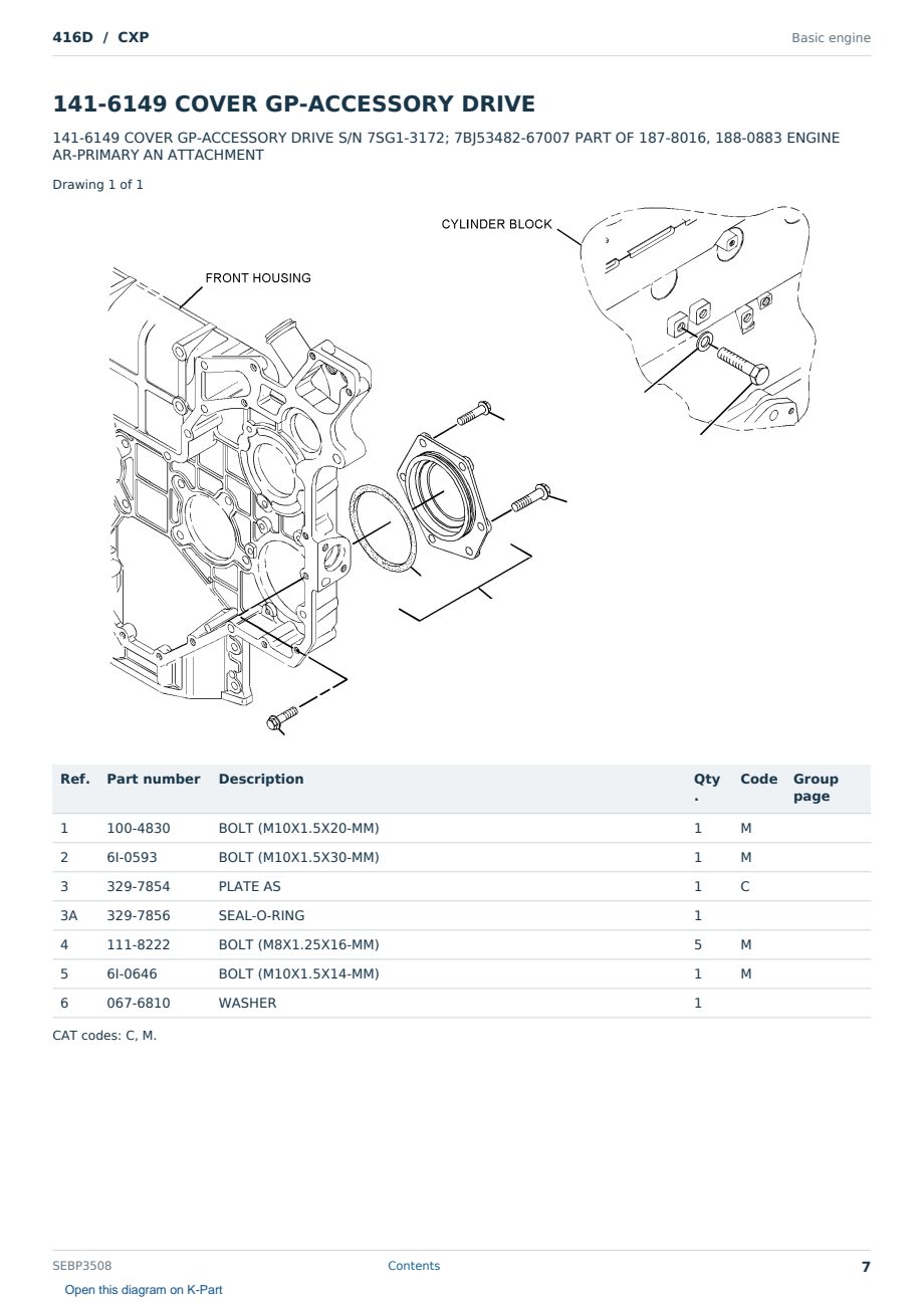 Caterpillar 416D S/N CXP Partsbook SEBP3508 (English) - sample page 7 of 10 Caterpillar 416D S/N CXP Partsbook SEBP3508 (English) - sample page 7 of 10