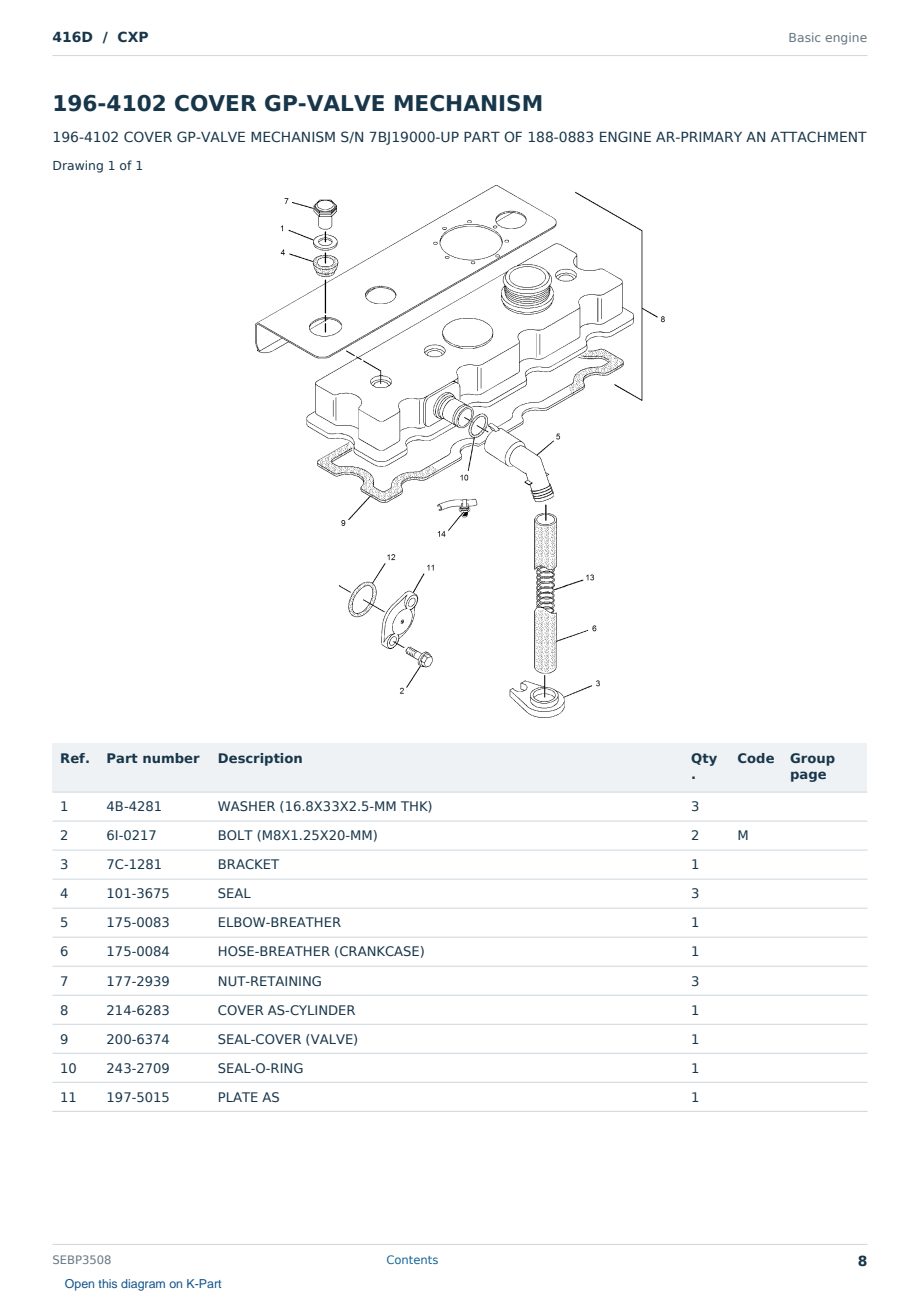Caterpillar 416D S/N CXP Partsbook SEBP3508 (English) - sample page 8 of 10 Caterpillar 416D S/N CXP Partsbook SEBP3508 (English) - sample page 8 of 10