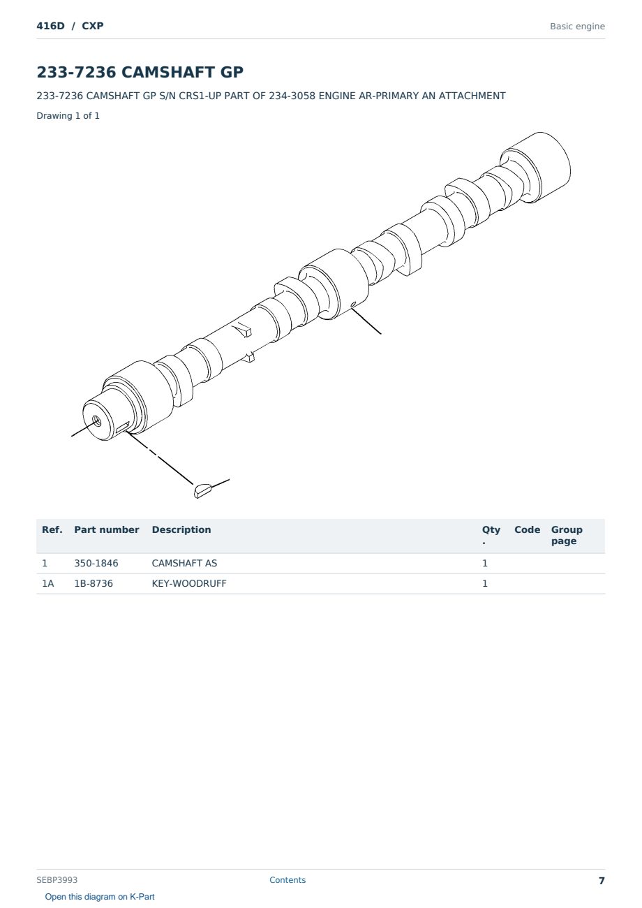 Caterpillar 416D S/N CXP Partsbook SEBP3993 (English) - sample page 7 of 10 Caterpillar 416D S/N CXP Partsbook SEBP3993 (English) - sample page 7 of 10