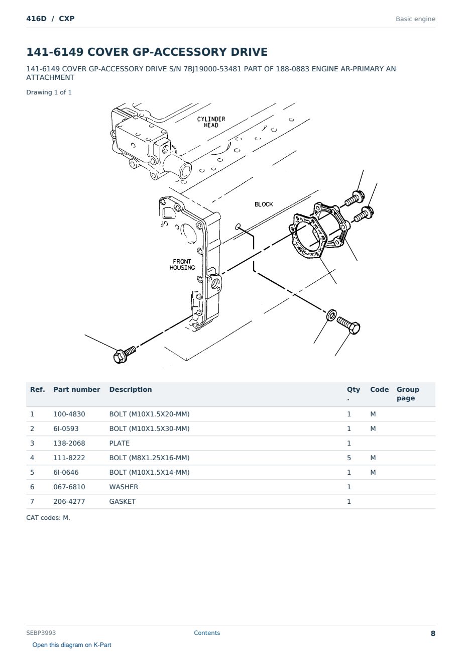 Caterpillar 416D S/N CXP Partsbook SEBP3993 (English) - sample page 8 of 10 Caterpillar 416D S/N CXP Partsbook SEBP3993 (English) - sample page 8 of 10