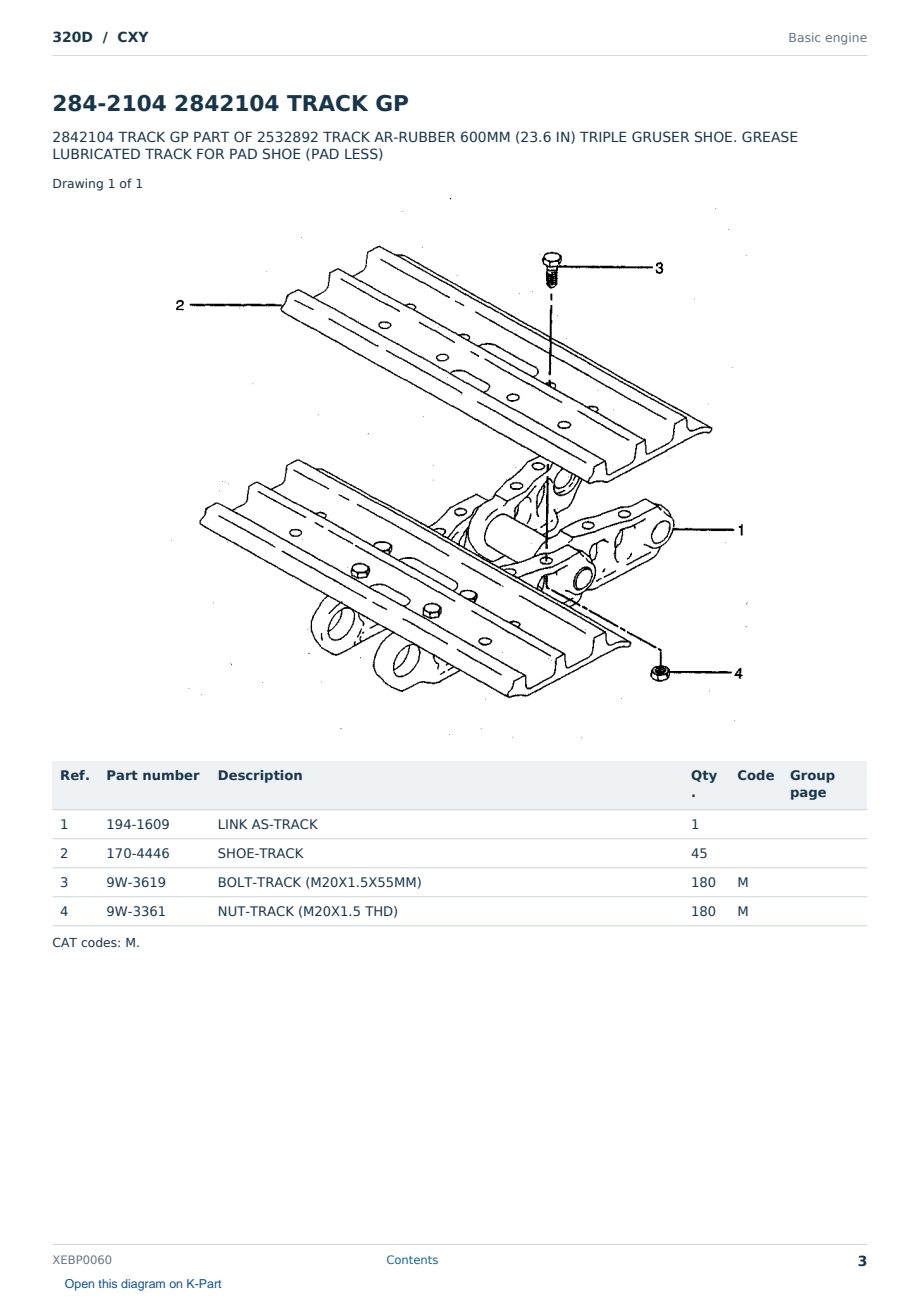 Caterpillar 320D S/N CXY Partsbook XEBP0060 (English) - sample page 3 of 4 Caterpillar 320D S/N CXY Partsbook XEBP0060 (English) - sample page 3 of 4
