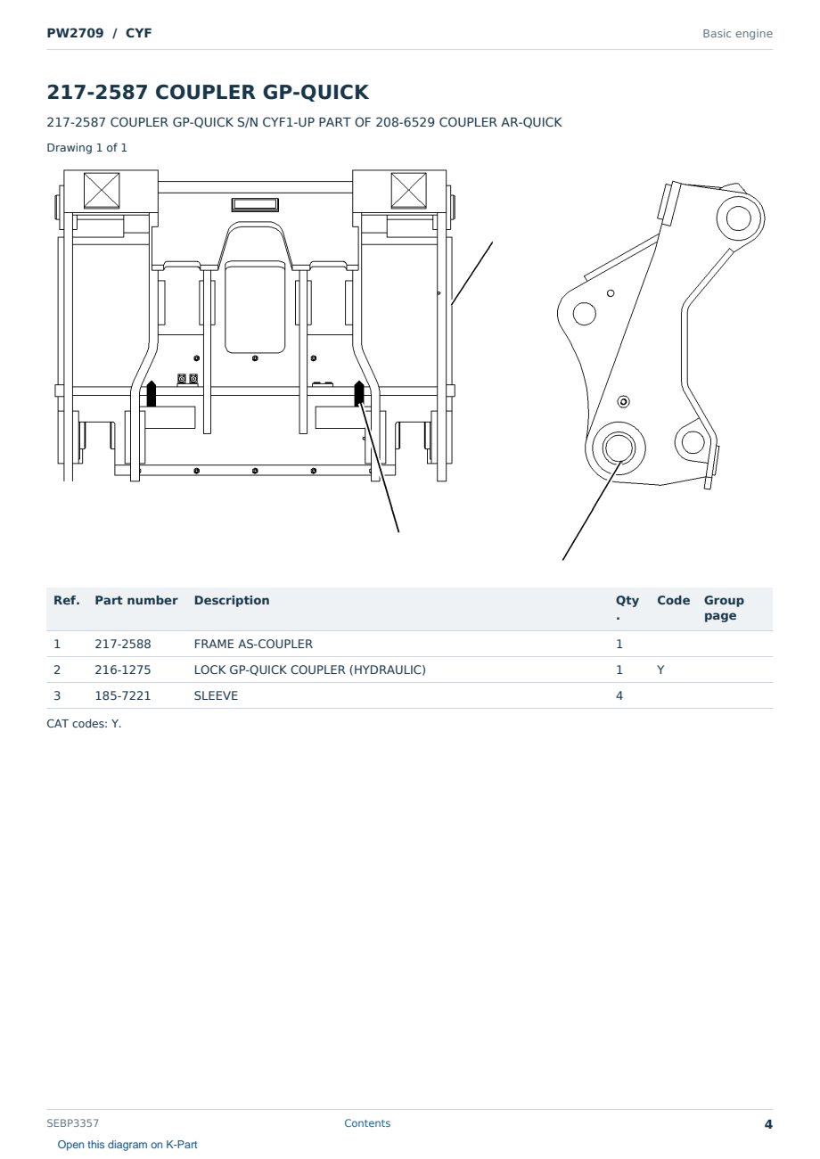 Caterpillar PW2709 S/N CYF Partsbook SEBP3357 (English) - sample page 4 of 9 Caterpillar PW2709 S/N CYF Partsbook SEBP3357 (English) - sample page 4 of 9
