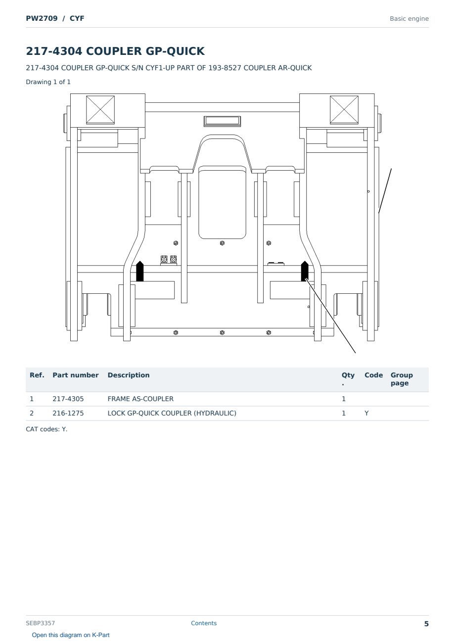 Caterpillar PW2709 S/N CYF Partsbook SEBP3357 (English) - sample page 5 of 9 Caterpillar PW2709 S/N CYF Partsbook SEBP3357 (English) - sample page 5 of 9