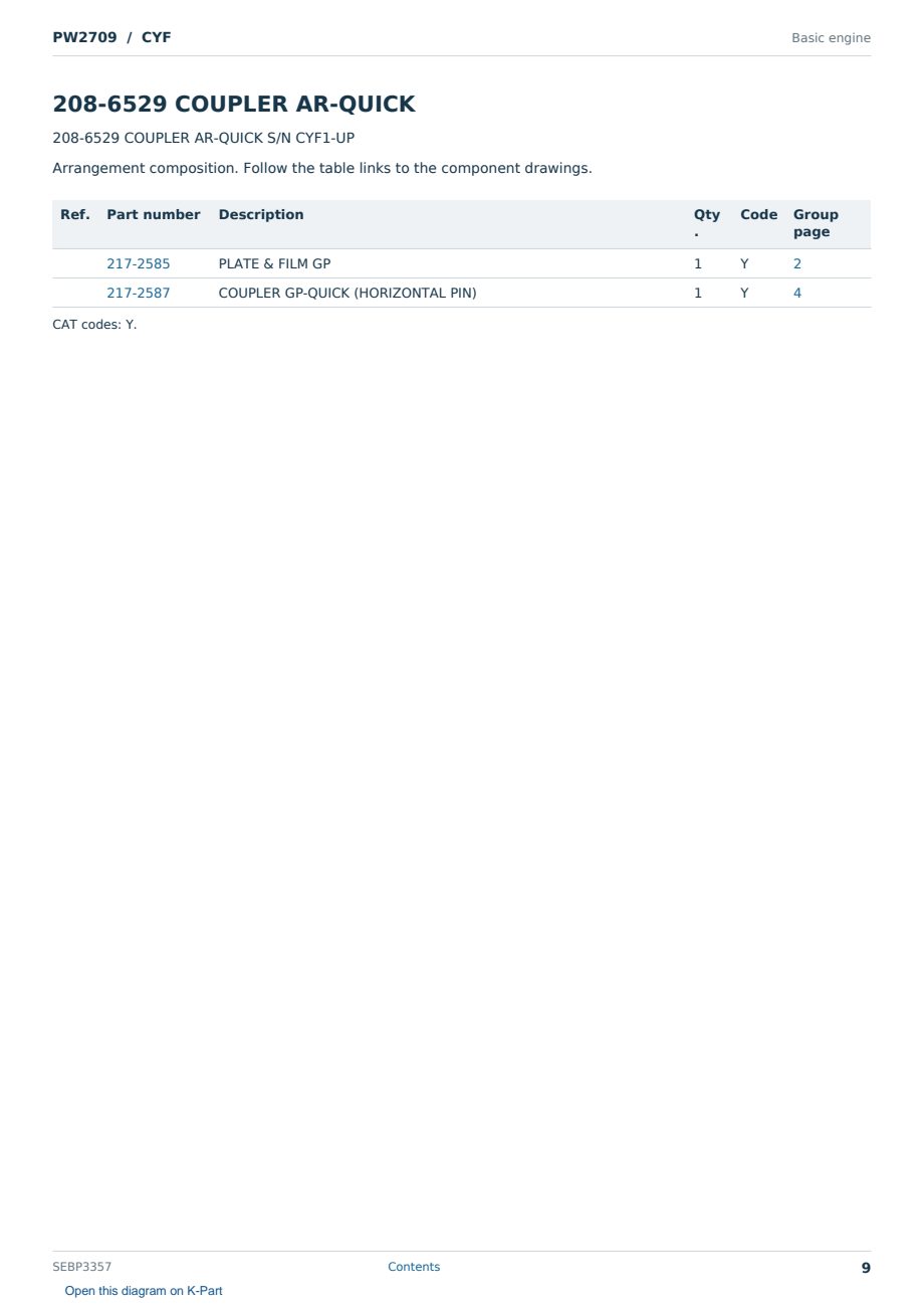 Caterpillar PW2709 S/N CYF Partsbook SEBP3357 (English) - sample page 9 of 9 Caterpillar PW2709 S/N CYF Partsbook SEBP3357 (English) - sample page 9 of 9