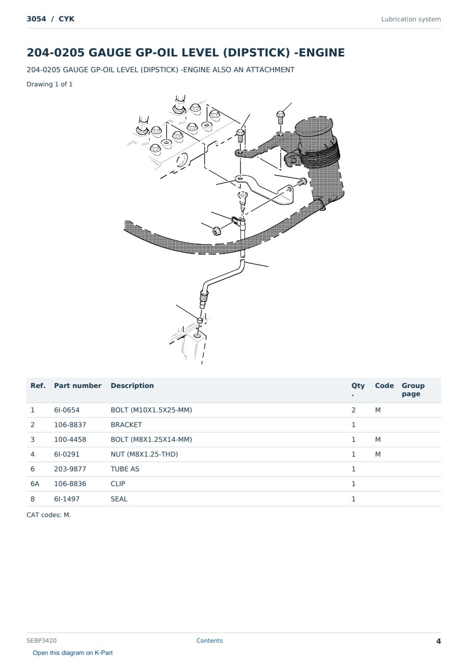 Caterpillar 3054 S/N CYK Partsbook SEBP3420 (English) - sample page 4 of 10 Caterpillar 3054 S/N CYK Partsbook SEBP3420 (English) - sample page 4 of 10