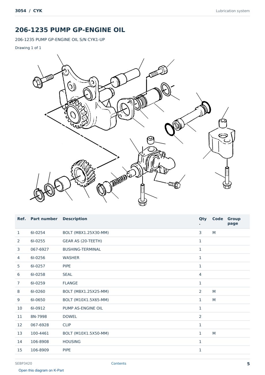 Caterpillar 3054 S/N CYK Partsbook SEBP3420 (English) - sample page 5 of 10 Caterpillar 3054 S/N CYK Partsbook SEBP3420 (English) - sample page 5 of 10