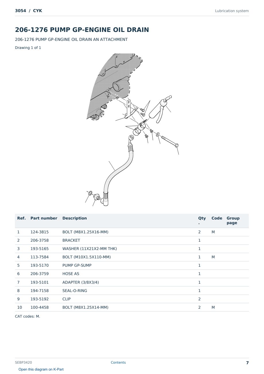 Caterpillar 3054 S/N CYK Partsbook SEBP3420 (English) - sample page 7 of 10 Caterpillar 3054 S/N CYK Partsbook SEBP3420 (English) - sample page 7 of 10