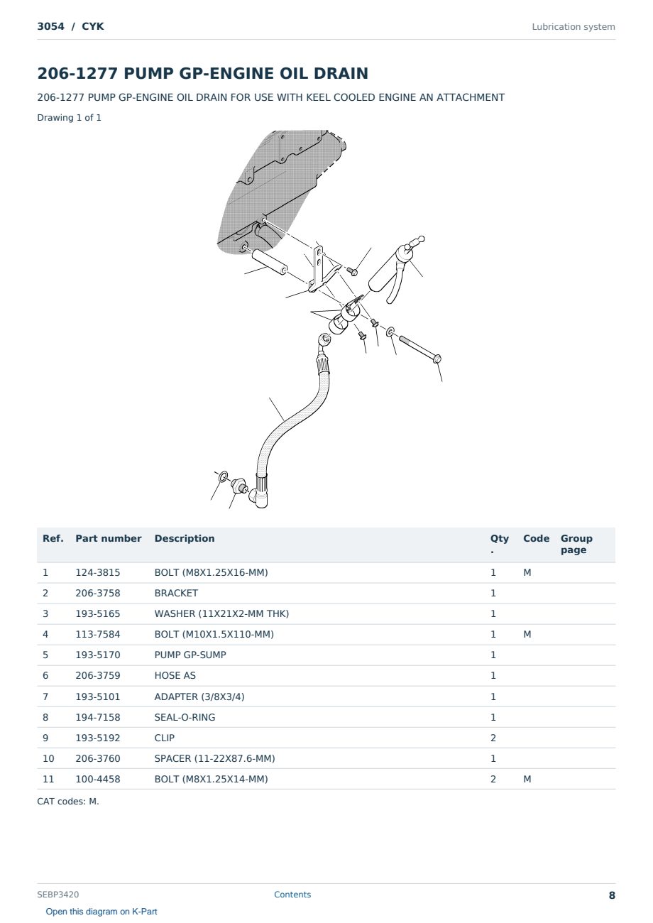 Caterpillar 3054 S/N CYK Partsbook SEBP3420 (English) - sample page 8 of 10 Caterpillar 3054 S/N CYK Partsbook SEBP3420 (English) - sample page 8 of 10