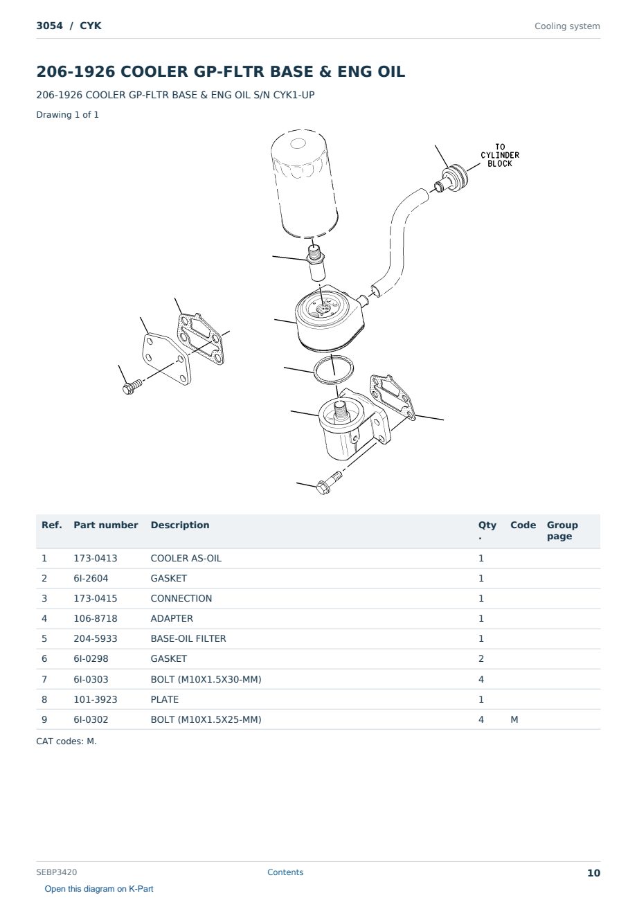 Caterpillar 3054 S/N CYK Partsbook SEBP3420 (English) - sample page 10 of 10 Caterpillar 3054 S/N CYK Partsbook SEBP3420 (English) - sample page 10 of 10