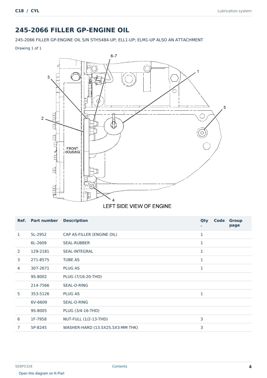Caterpillar C18 S/N CYL Partsbook SEBP5328 (English) - sample page 4 of 10 Caterpillar C18 S/N CYL Partsbook SEBP5328 (English) - sample page 4 of 10
