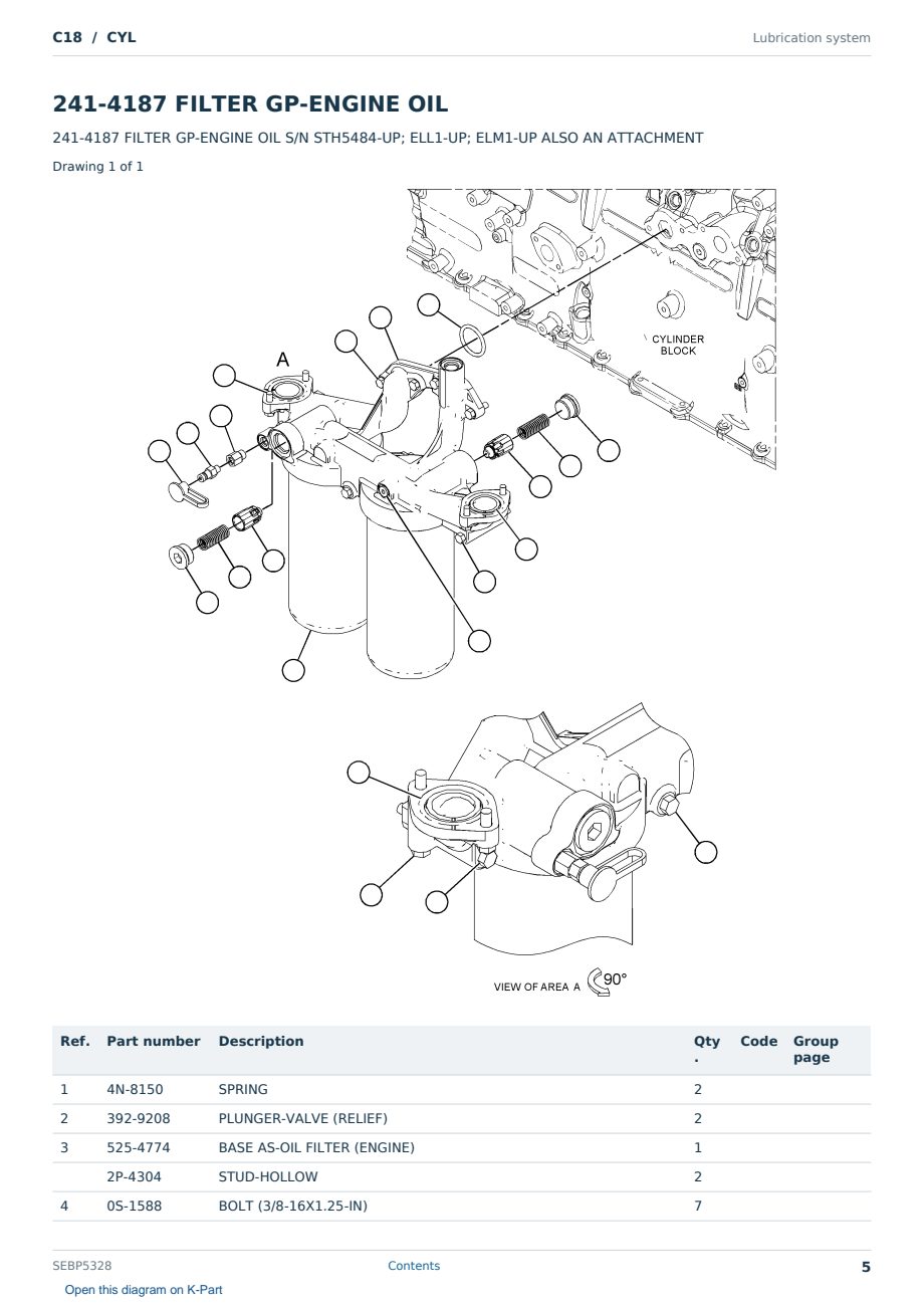 Caterpillar C18 S/N CYL Partsbook SEBP5328 (English) - sample page 5 of 10 Caterpillar C18 S/N CYL Partsbook SEBP5328 (English) - sample page 5 of 10