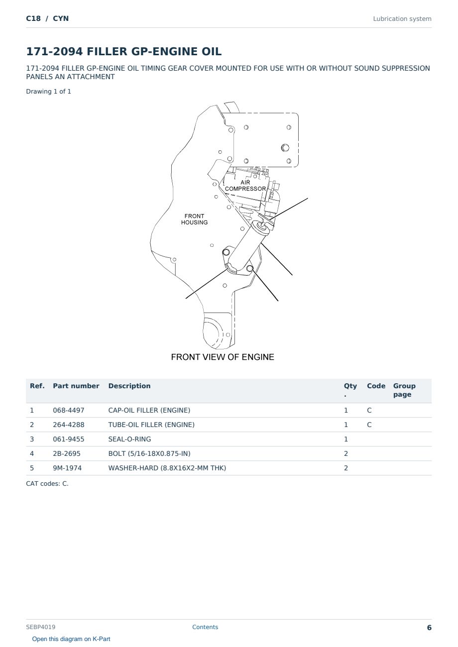 Caterpillar C18 S/N CYN Partsbook SEBP4019 (English) - sample page 6 of 10 Caterpillar C18 S/N CYN Partsbook SEBP4019 (English) - sample page 6 of 10