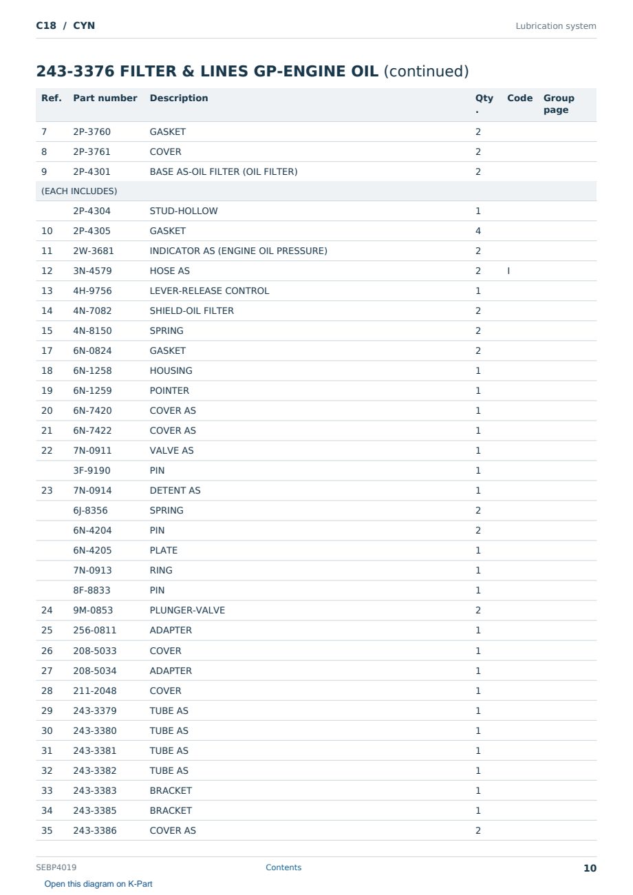 Caterpillar C18 S/N CYN Partsbook SEBP4019 (English) - sample page 10 of 10 Caterpillar C18 S/N CYN Partsbook SEBP4019 (English) - sample page 10 of 10