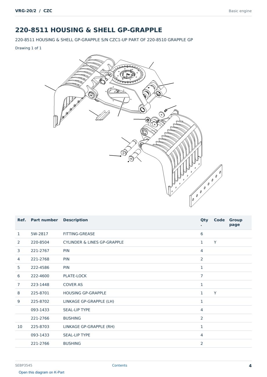 Caterpillar VRG-20/2 S/N CZC Partsbook SEBP3545 (English) - sample page 4 of 10 Caterpillar VRG-20/2 S/N CZC Partsbook SEBP3545 (English) - sample page 4 of 10
