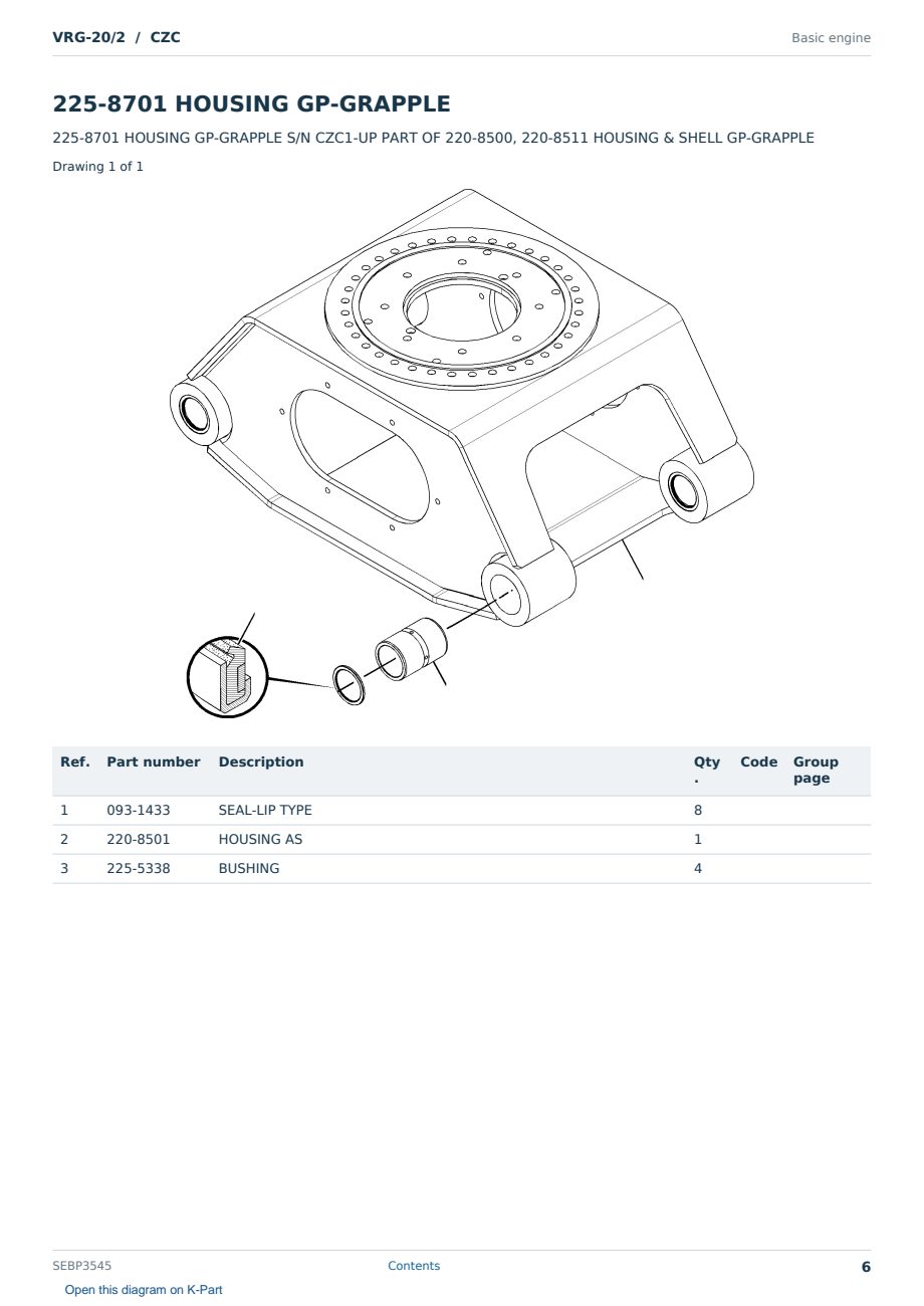 Caterpillar VRG-20/2 S/N CZC Partsbook SEBP3545 (English) - sample page 6 of 10 Caterpillar VRG-20/2 S/N CZC Partsbook SEBP3545 (English) - sample page 6 of 10