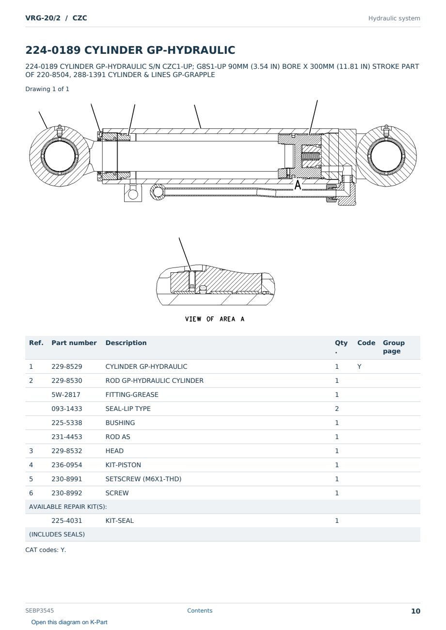 Caterpillar VRG-20/2 S/N CZC Partsbook SEBP3545 (English) - sample page 10 of 10 Caterpillar VRG-20/2 S/N CZC Partsbook SEBP3545 (English) - sample page 10 of 10
