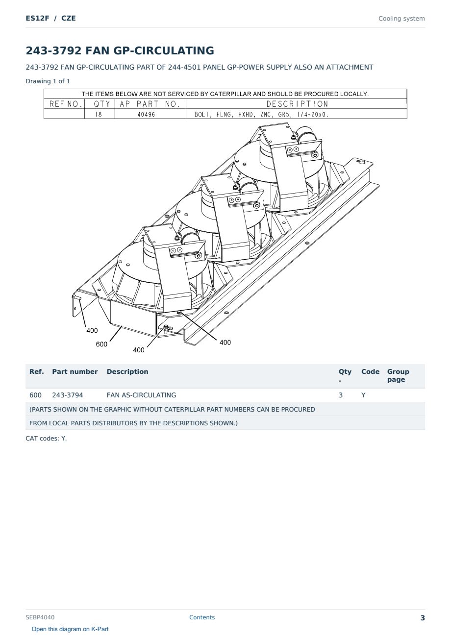 Caterpillar ES12F S/N CZE Partsbook SEBP4040 (English) - sample page 3 of 10 Caterpillar ES12F S/N CZE Partsbook SEBP4040 (English) - sample page 3 of 10