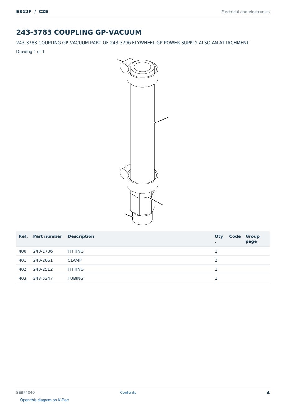 Caterpillar ES12F S/N CZE Partsbook SEBP4040 (English) - sample page 4 of 10 Caterpillar ES12F S/N CZE Partsbook SEBP4040 (English) - sample page 4 of 10