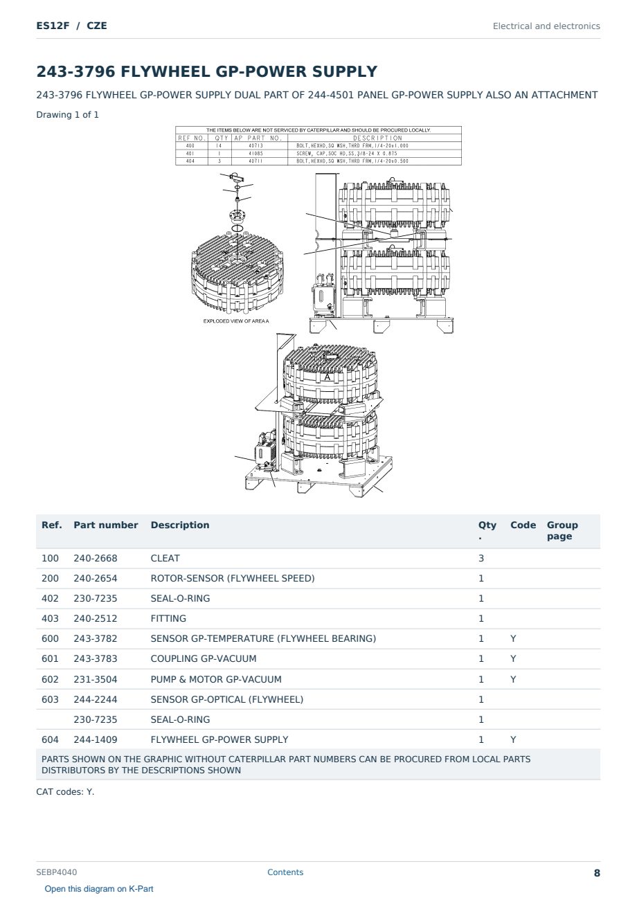 Caterpillar ES12F S/N CZE Partsbook SEBP4040 (English) - sample page 8 of 10 Caterpillar ES12F S/N CZE Partsbook SEBP4040 (English) - sample page 8 of 10