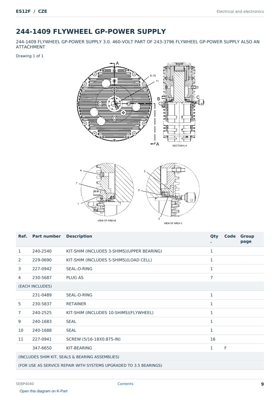 Caterpillar ES12F S/N CZE Partsbook SEBP4040 (English) - sample page 9 of 10 Caterpillar ES12F S/N CZE Partsbook SEBP4040 (English) - sample page 9 of 10