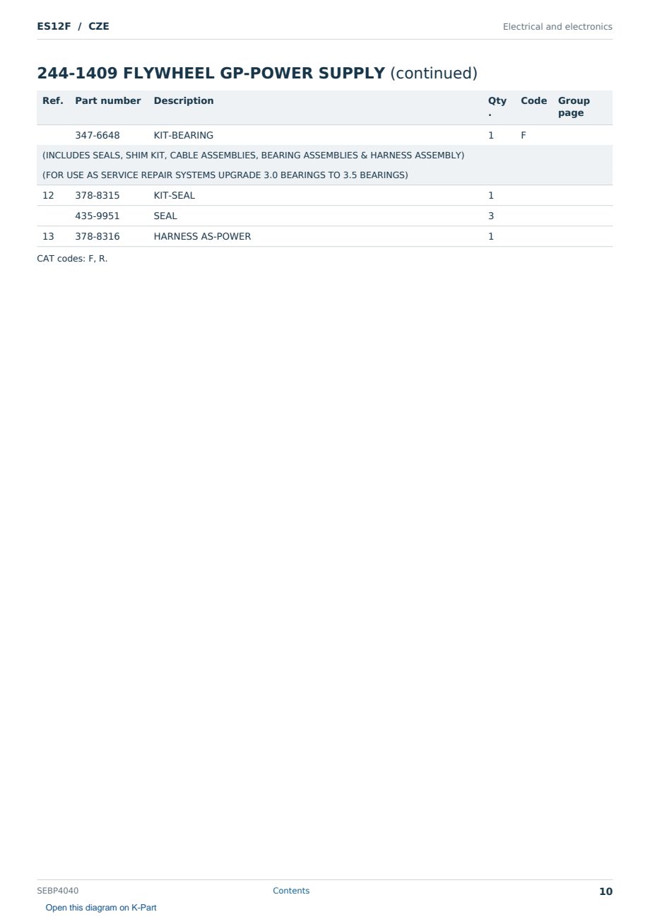 Caterpillar ES12F S/N CZE Partsbook SEBP4040 (English) - sample page 10 of 10 Caterpillar ES12F S/N CZE Partsbook SEBP4040 (English) - sample page 10 of 10