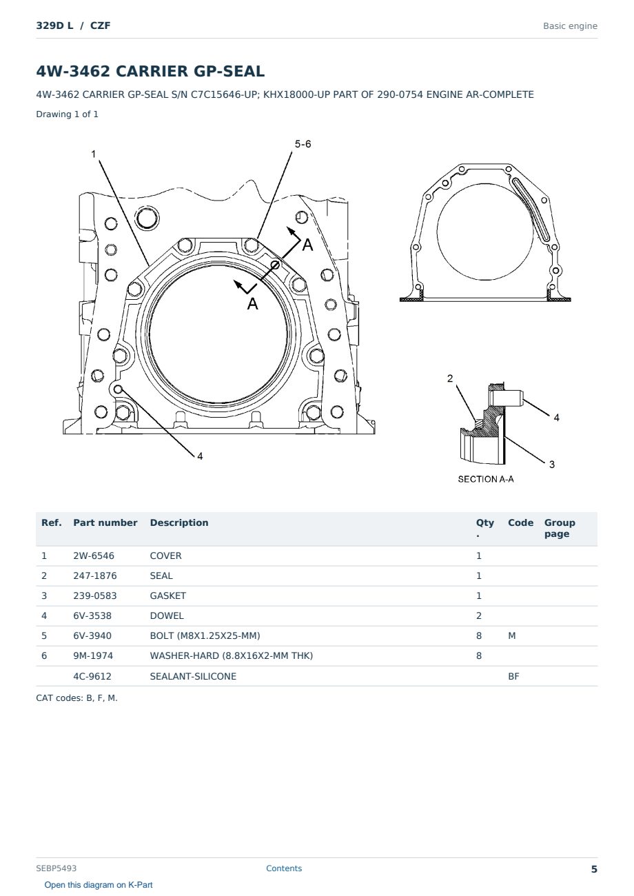 Caterpillar 329D L S/N CZF Partsbook SEBP5493 (English) - sample page 5 of 10 Caterpillar 329D L S/N CZF Partsbook SEBP5493 (English) - sample page 5 of 10