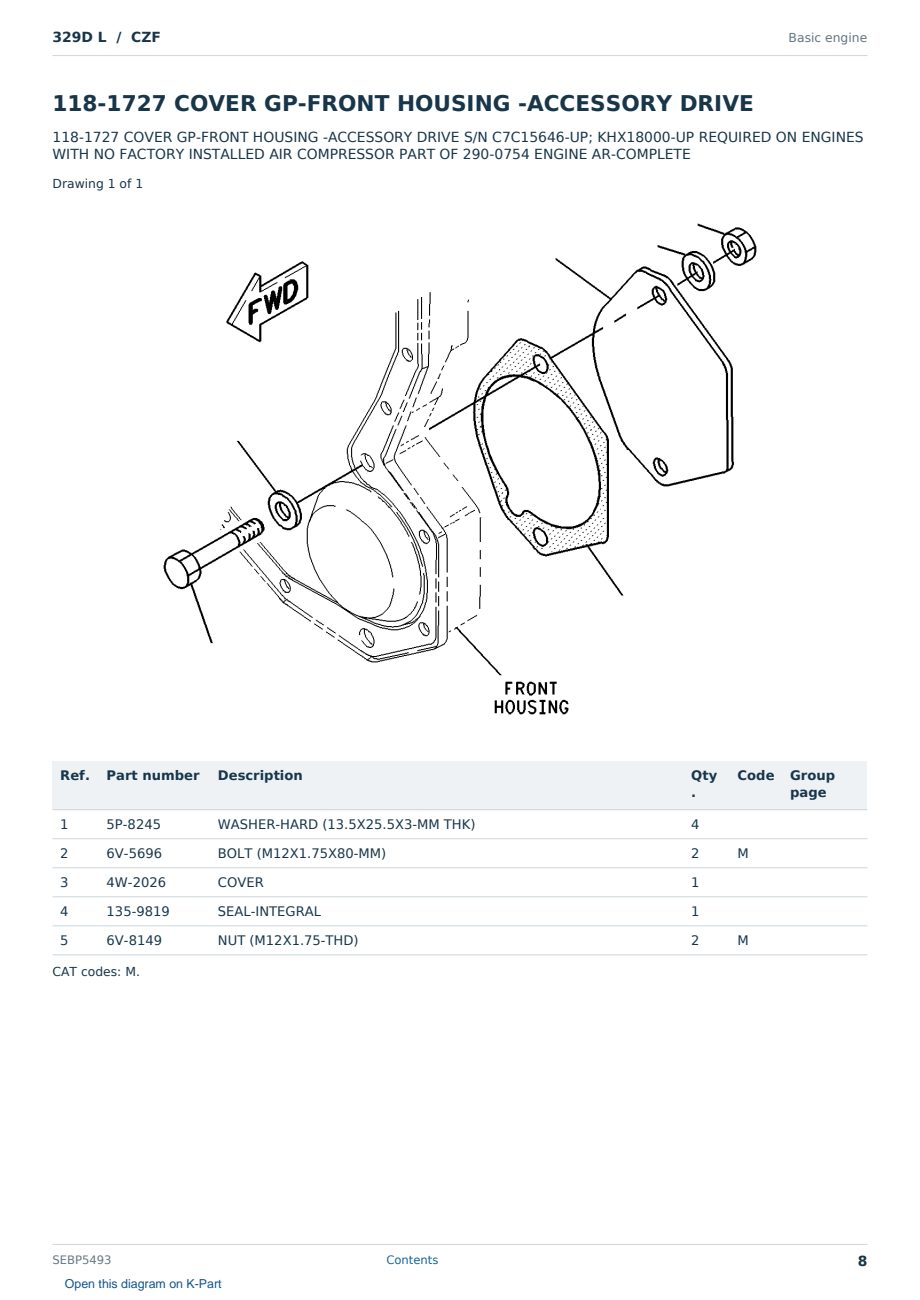 Caterpillar 329D L S/N CZF Partsbook SEBP5493 (English) - sample page 8 of 10 Caterpillar 329D L S/N CZF Partsbook SEBP5493 (English) - sample page 8 of 10