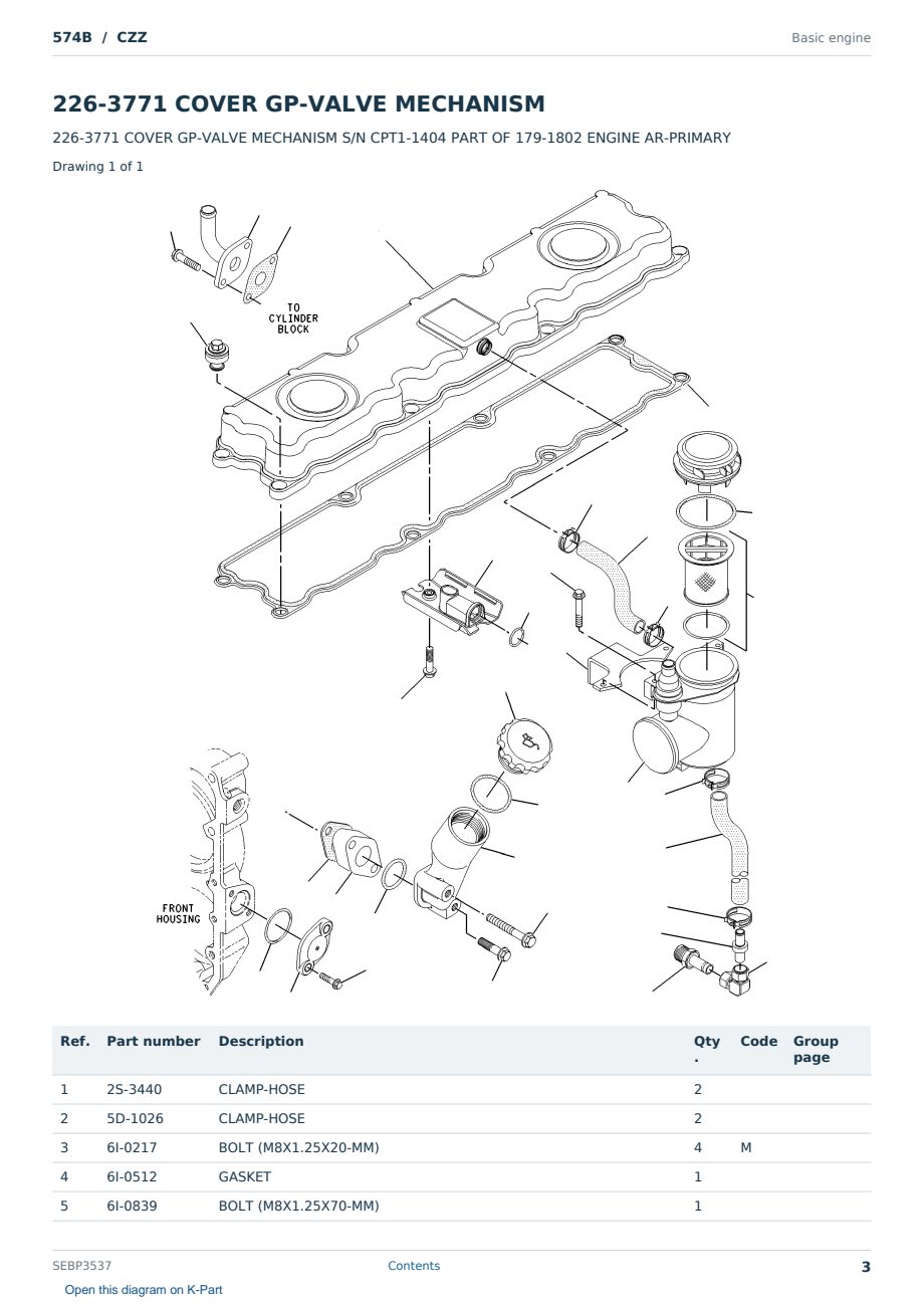 Caterpillar 574B S/N CZZ Partsbook SEBP3537 (English) - sample page 3 of 10 Caterpillar 574B S/N CZZ Partsbook SEBP3537 (English) - sample page 3 of 10
