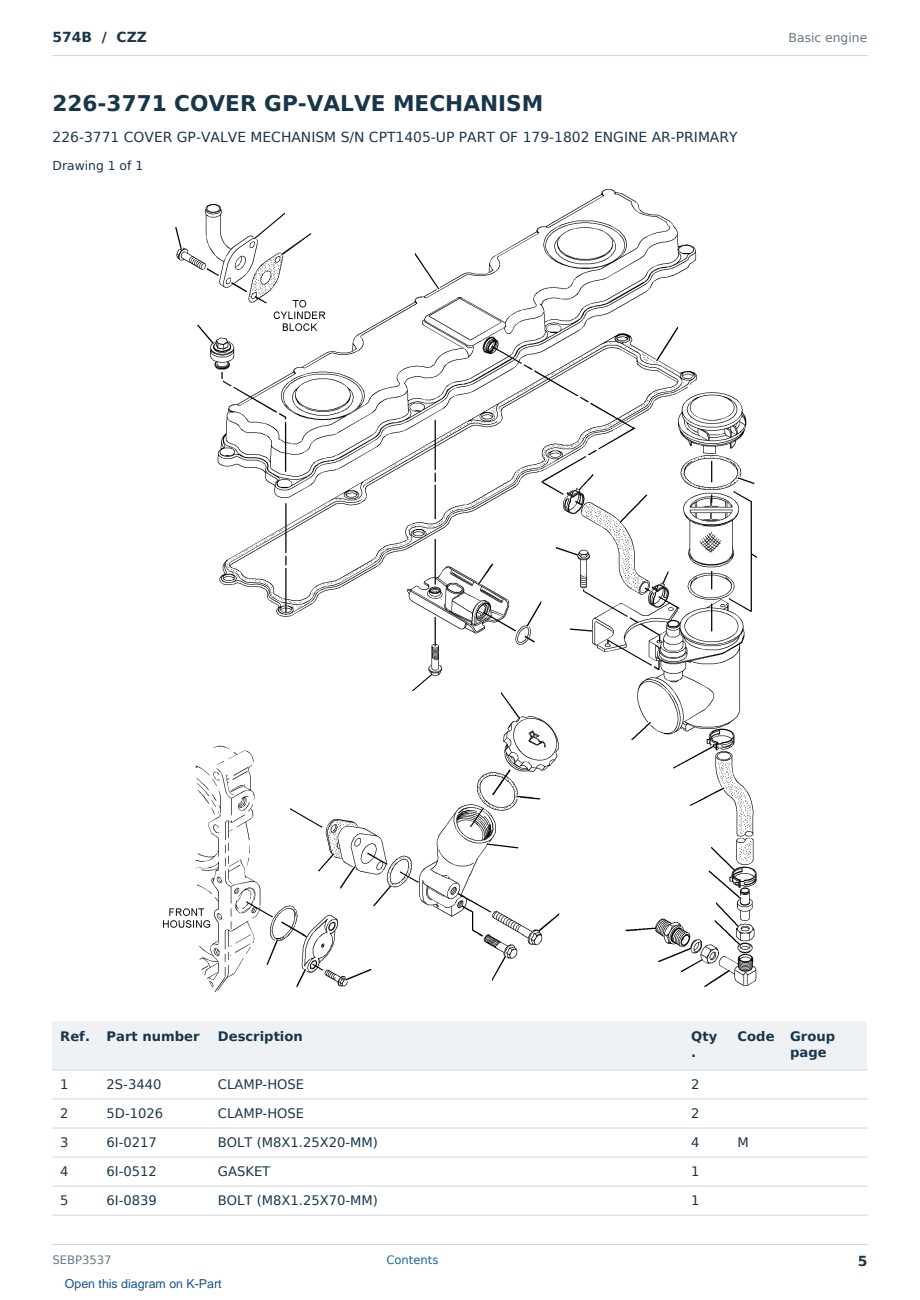 Caterpillar 574B S/N CZZ Partsbook SEBP3537 (English) - sample page 5 of 10 Caterpillar 574B S/N CZZ Partsbook SEBP3537 (English) - sample page 5 of 10
