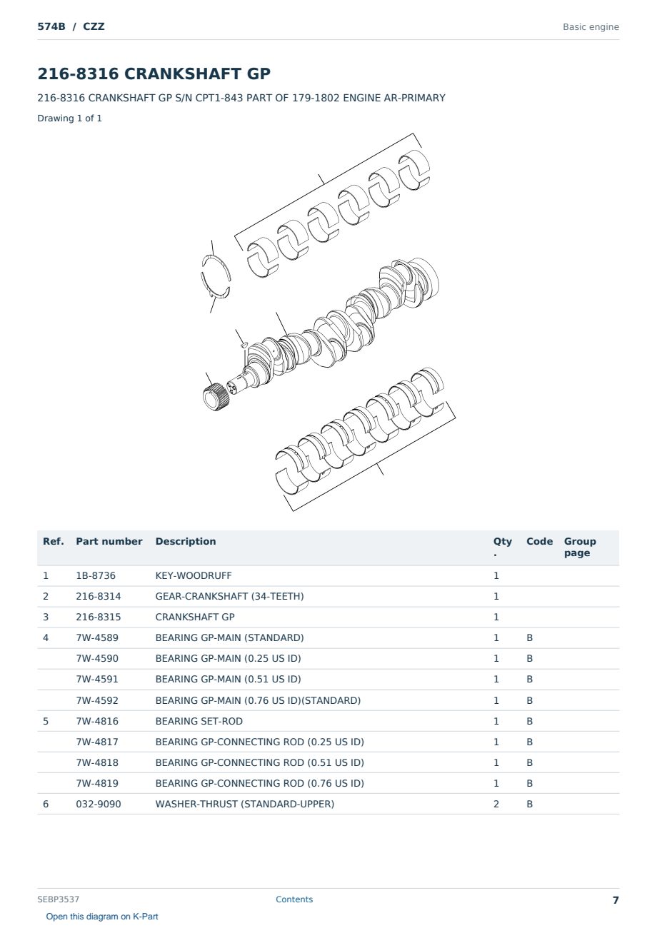 Caterpillar 574B S/N CZZ Partsbook SEBP3537 (English) - sample page 7 of 10 Caterpillar 574B S/N CZZ Partsbook SEBP3537 (English) - sample page 7 of 10