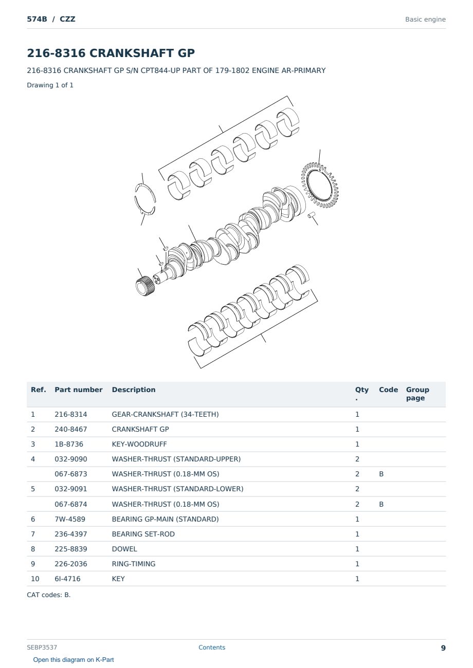 Caterpillar 574B S/N CZZ Partsbook SEBP3537 (English) - sample page 9 of 10 Caterpillar 574B S/N CZZ Partsbook SEBP3537 (English) - sample page 9 of 10