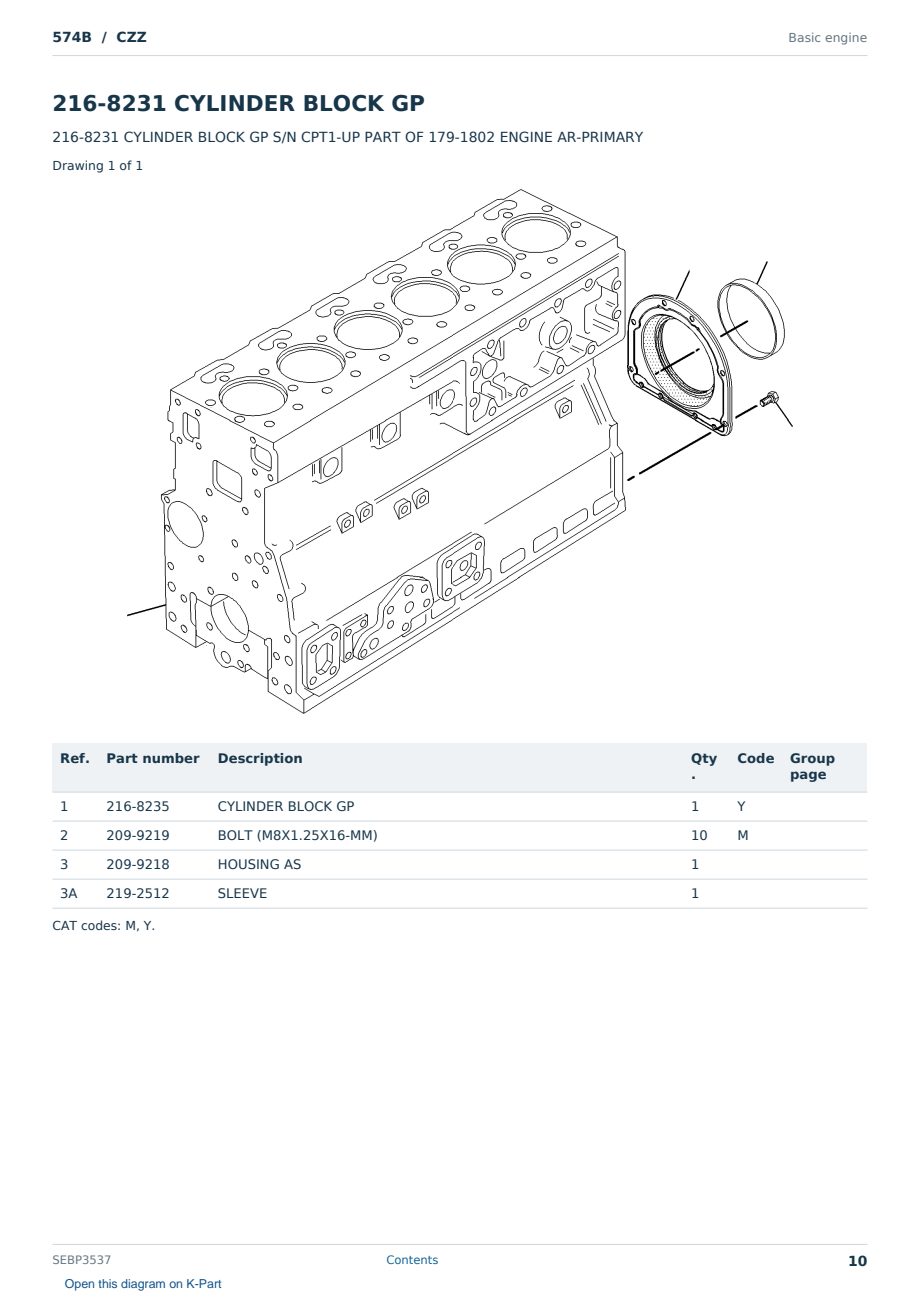 Caterpillar 574B S/N CZZ Partsbook SEBP3537 (English) - sample page 10 of 10 Caterpillar 574B S/N CZZ Partsbook SEBP3537 (English) - sample page 10 of 10