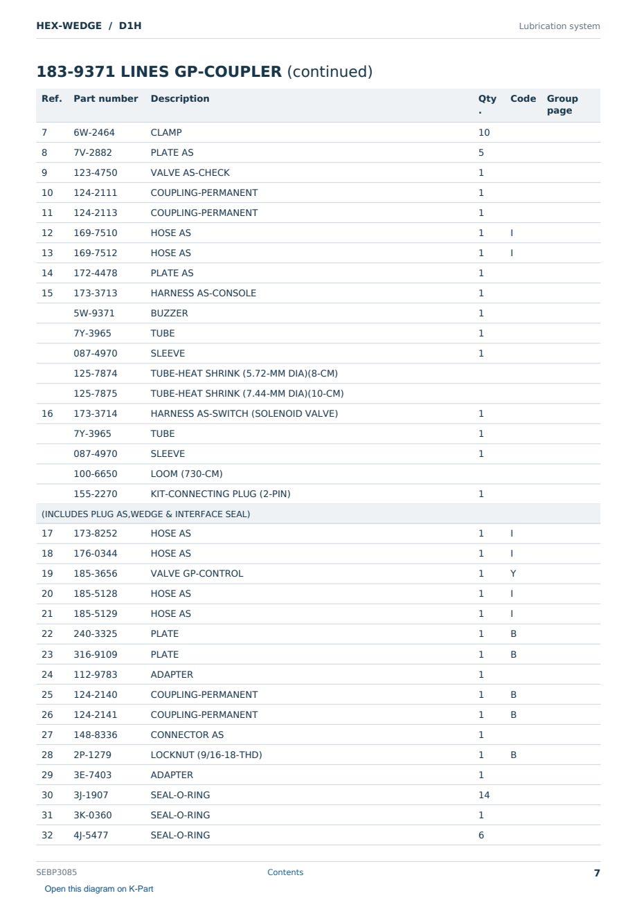 Caterpillar HEX-WEDGE S/N D1H Partsbook SEBP3085 (English) - sample page 7 of 10 Caterpillar HEX-WEDGE S/N D1H Partsbook SEBP3085 (English) - sample page 7 of 10