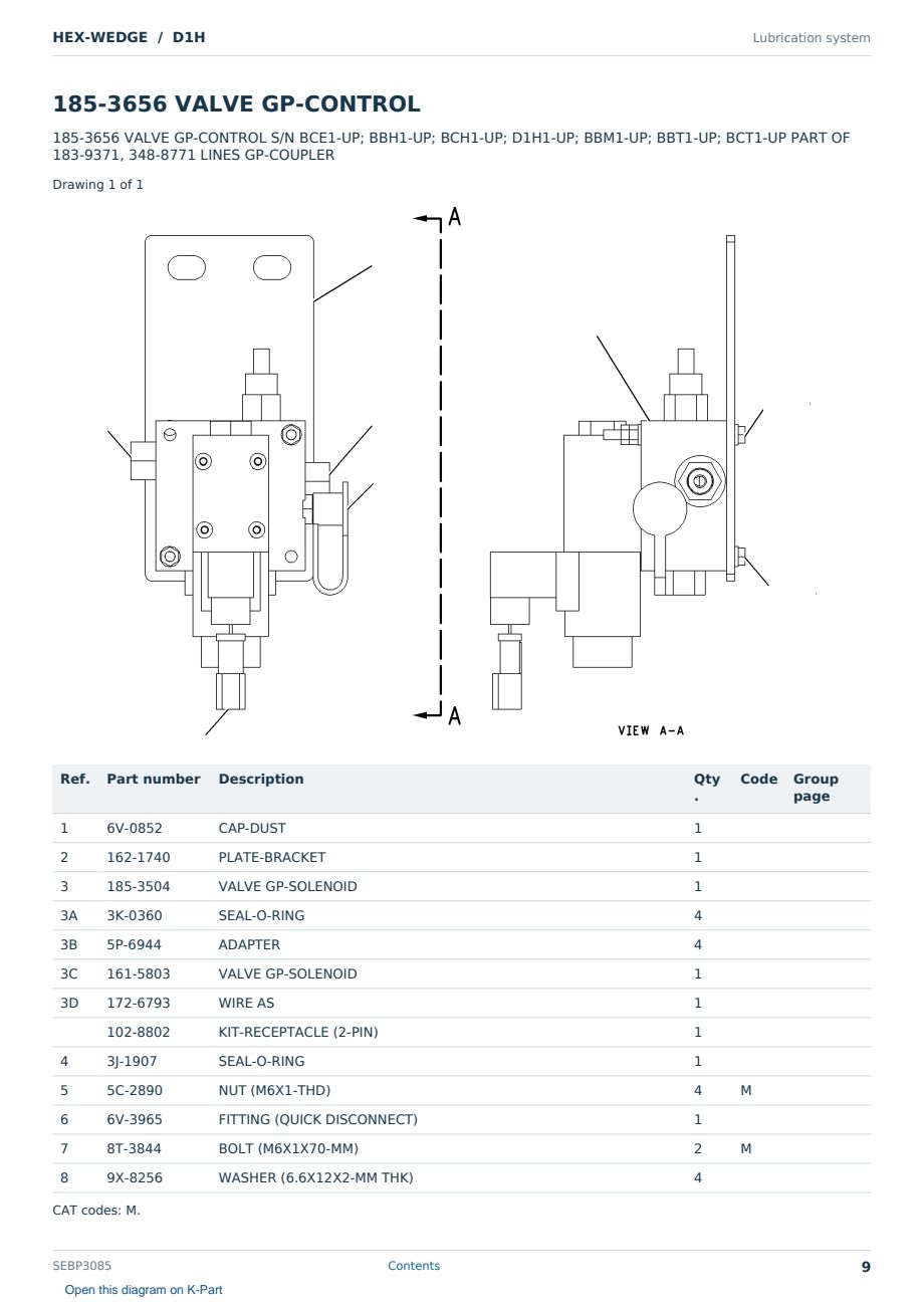 Caterpillar HEX-WEDGE S/N D1H Partsbook SEBP3085 (English) - sample page 9 of 10 Caterpillar HEX-WEDGE S/N D1H Partsbook SEBP3085 (English) - sample page 9 of 10