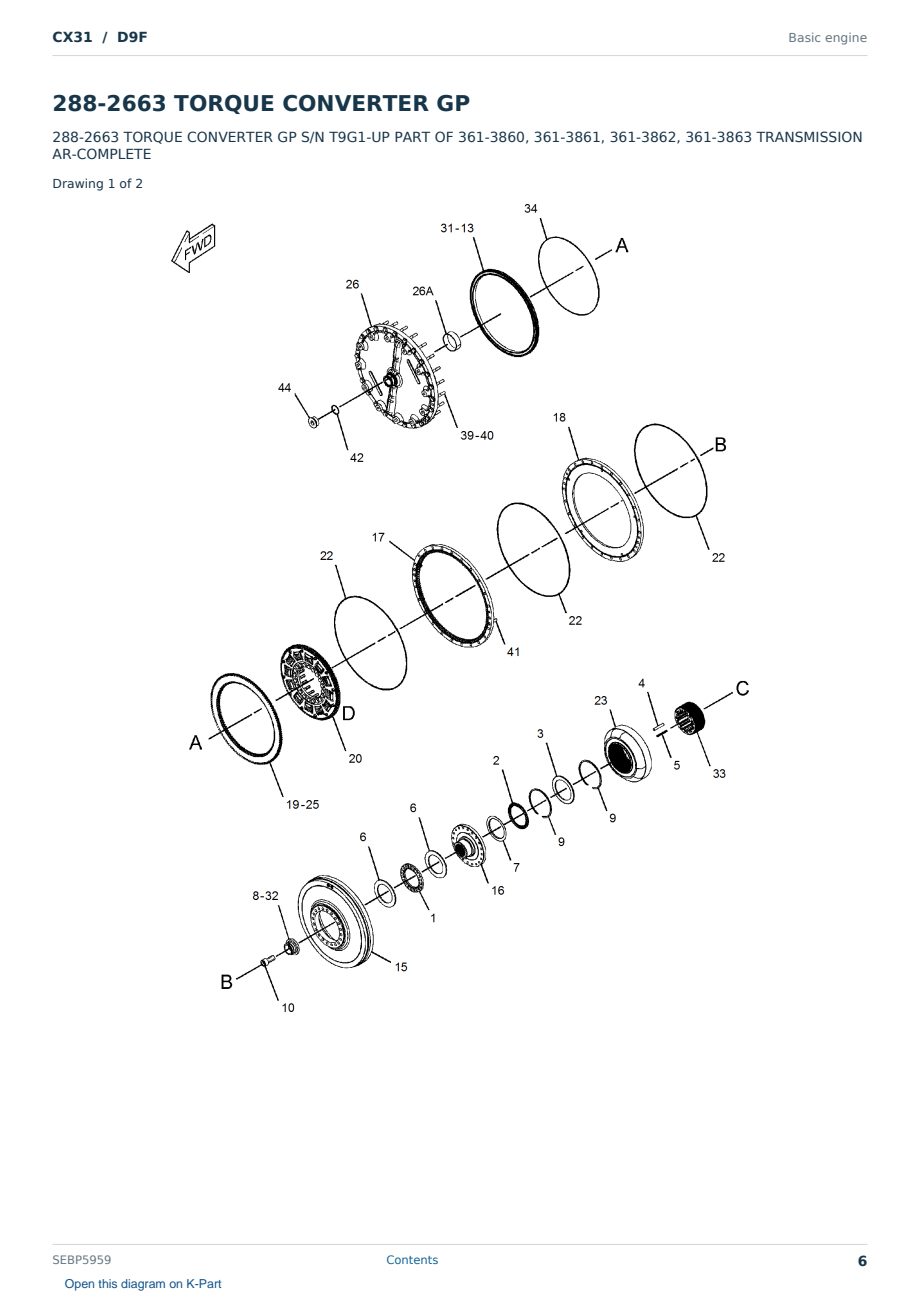 Caterpillar CX31 S/N D9F Partsbook SEBP5959 (English) - sample page 6 of 10 Caterpillar CX31 S/N D9F Partsbook SEBP5959 (English) - sample page 6 of 10