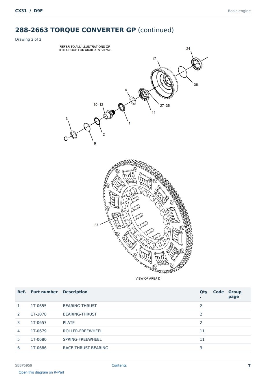 Caterpillar CX31 S/N D9F Partsbook SEBP5959 (English) - sample page 7 of 10 Caterpillar CX31 S/N D9F Partsbook SEBP5959 (English) - sample page 7 of 10