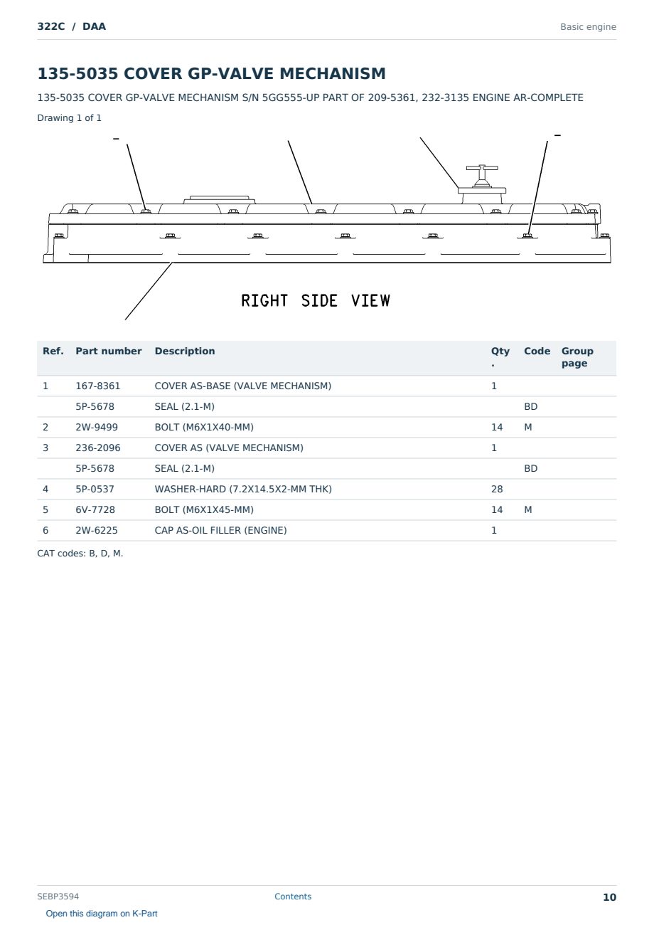 Caterpillar 322C S/N DAA Partsbook SEBP3594 (English) - sample page 10 of 10 Caterpillar 322C S/N DAA Partsbook SEBP3594 (English) - sample page 10 of 10