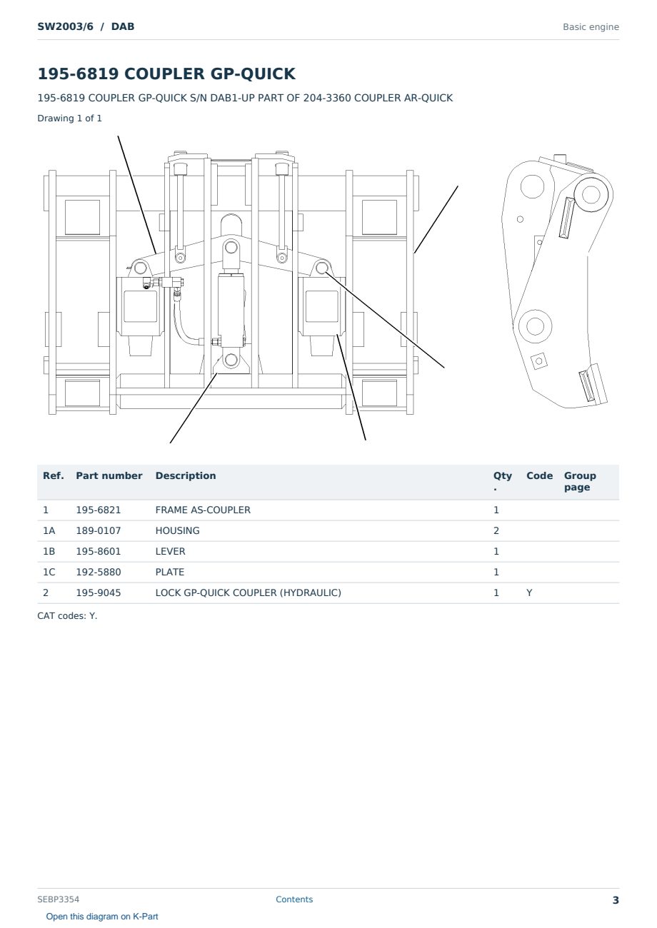 Caterpillar SW2003/6 S/N DAB Partsbook SEBP3354 (English) - sample page 3 of 6 Caterpillar SW2003/6 S/N DAB Partsbook SEBP3354 (English) - sample page 3 of 6