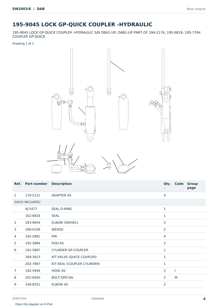 Caterpillar SW2003/6 S/N DAB Partsbook SEBP3354 (English) - sample page 4 of 6 Caterpillar SW2003/6 S/N DAB Partsbook SEBP3354 (English) - sample page 4 of 6