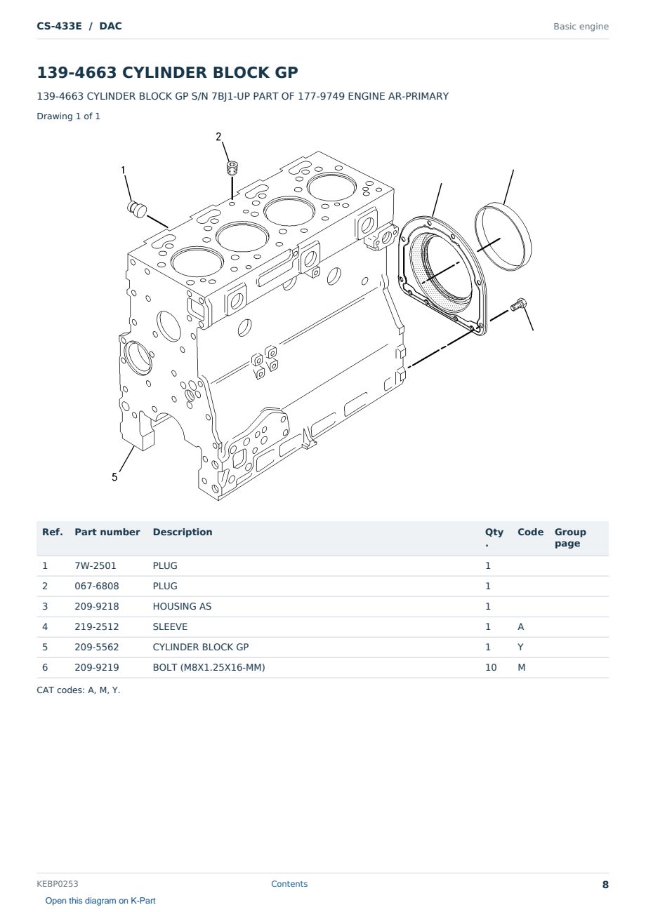 Caterpillar CS-433E S/N DAC Partsbook KEBP0253 (English) - sample page 8 of 10 Caterpillar CS-433E S/N DAC Partsbook KEBP0253 (English) - sample page 8 of 10