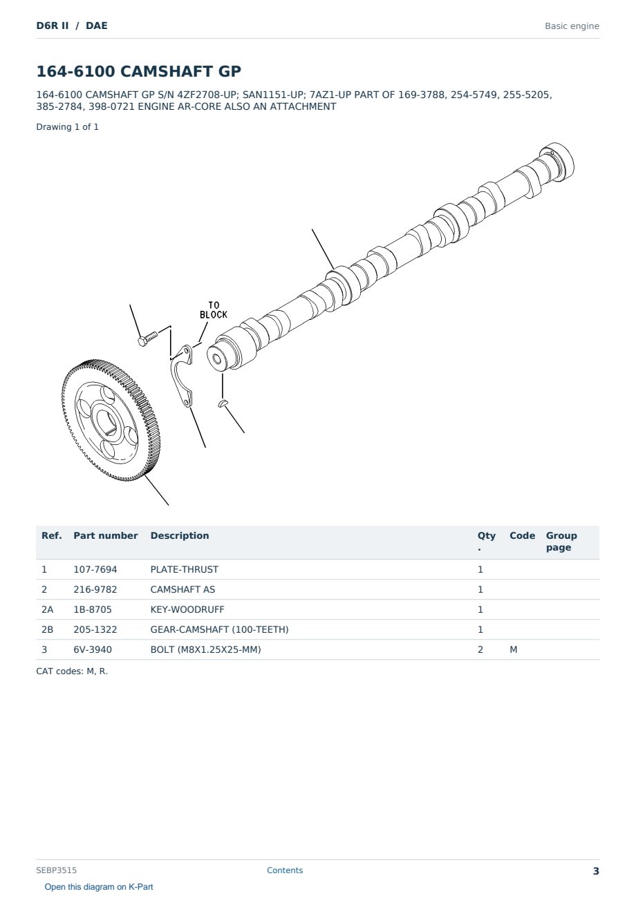 Caterpillar D6R II S/N DAE Partsbook SEBP3515 (English) - sample page 3 of 10 Caterpillar D6R II S/N DAE Partsbook SEBP3515 (English) - sample page 3 of 10