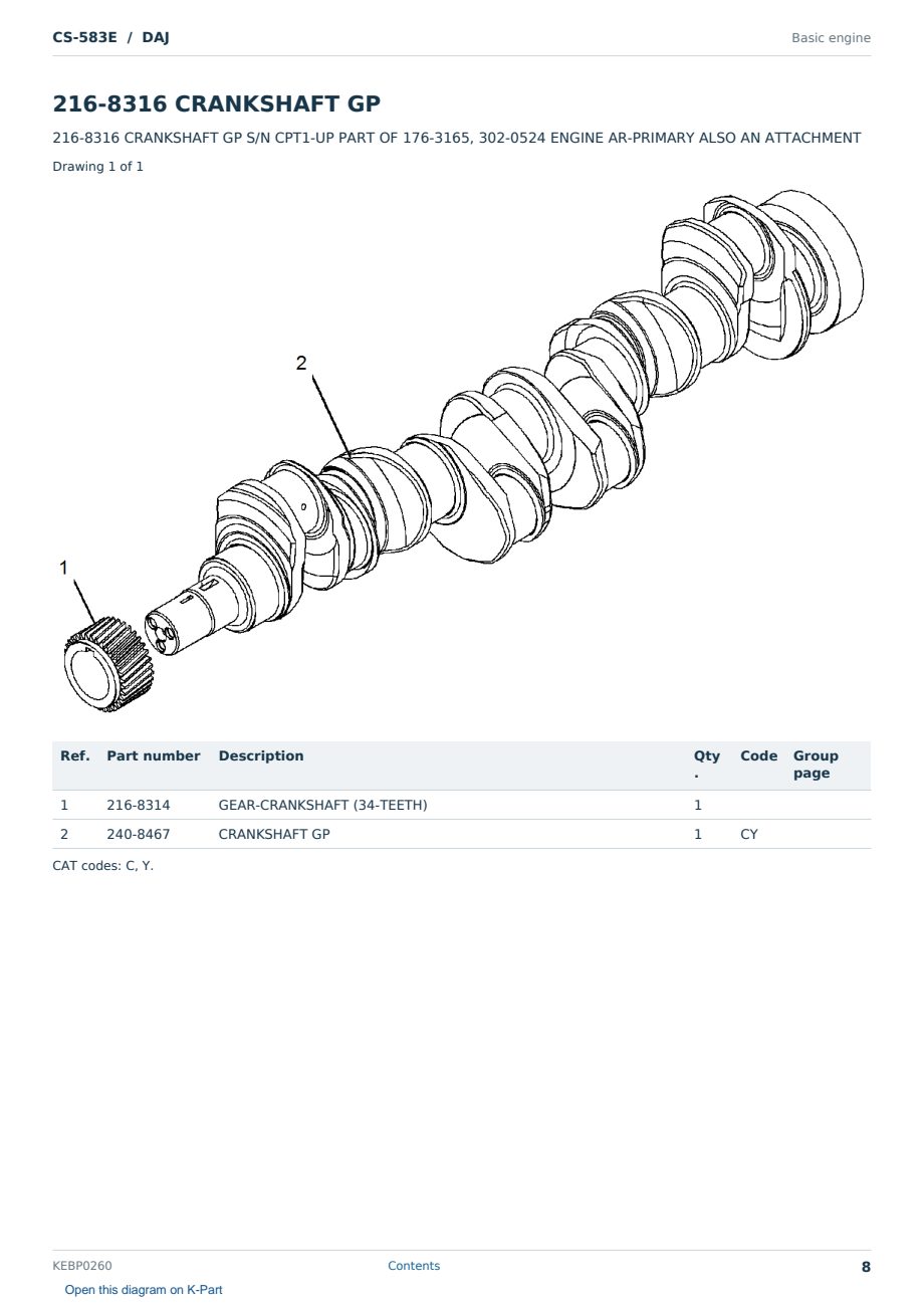 Caterpillar CS-583E S/N DAJ Partsbook KEBP0260 (English) - sample page 8 of 10 Caterpillar CS-583E S/N DAJ Partsbook KEBP0260 (English) - sample page 8 of 10