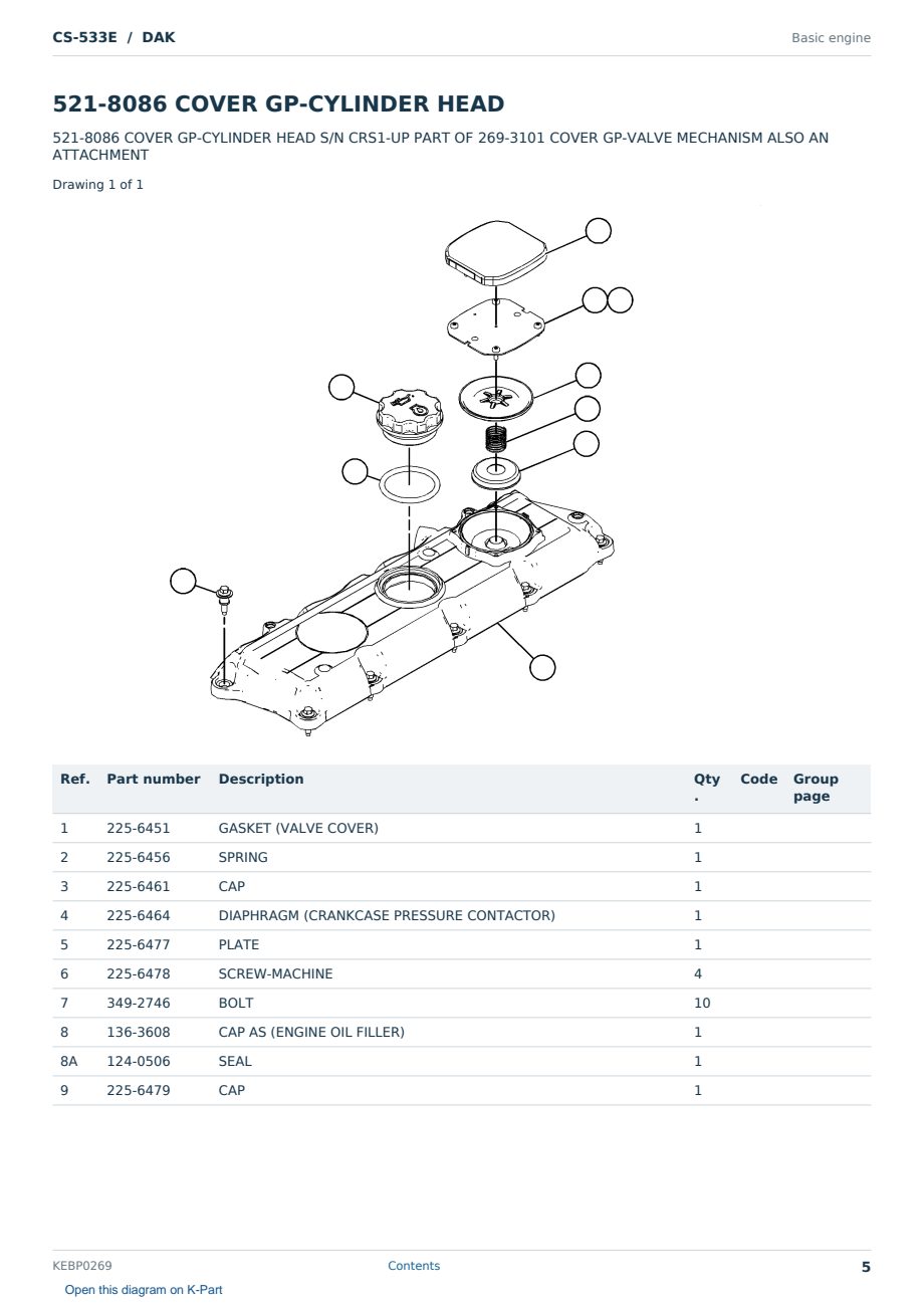 Caterpillar CS-533E S/N DAK Partsbook KEBP0269 (English) - sample page 5 of 10 Caterpillar CS-533E S/N DAK Partsbook KEBP0269 (English) - sample page 5 of 10