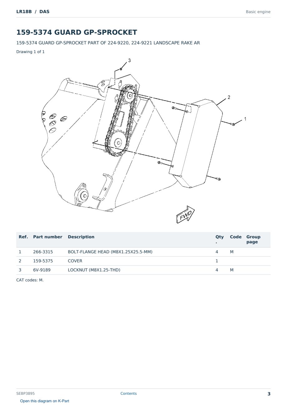 Caterpillar LR18B S/N DAS Partsbook SEBP3895 (English) - sample page 3 of 10 Caterpillar LR18B S/N DAS Partsbook SEBP3895 (English) - sample page 3 of 10